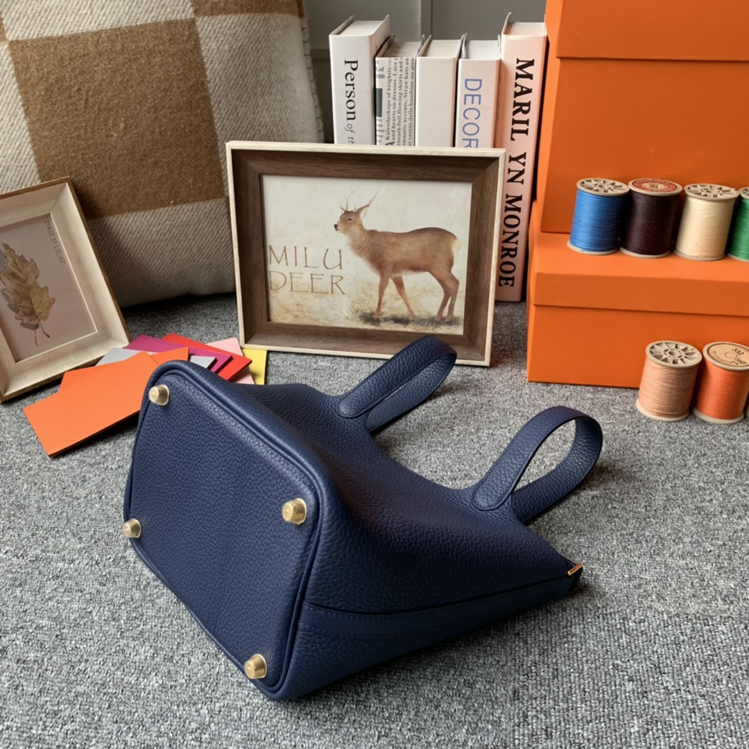 에르메스 피코탄18 블루드프루쎄 금장 끌레망스 가죽